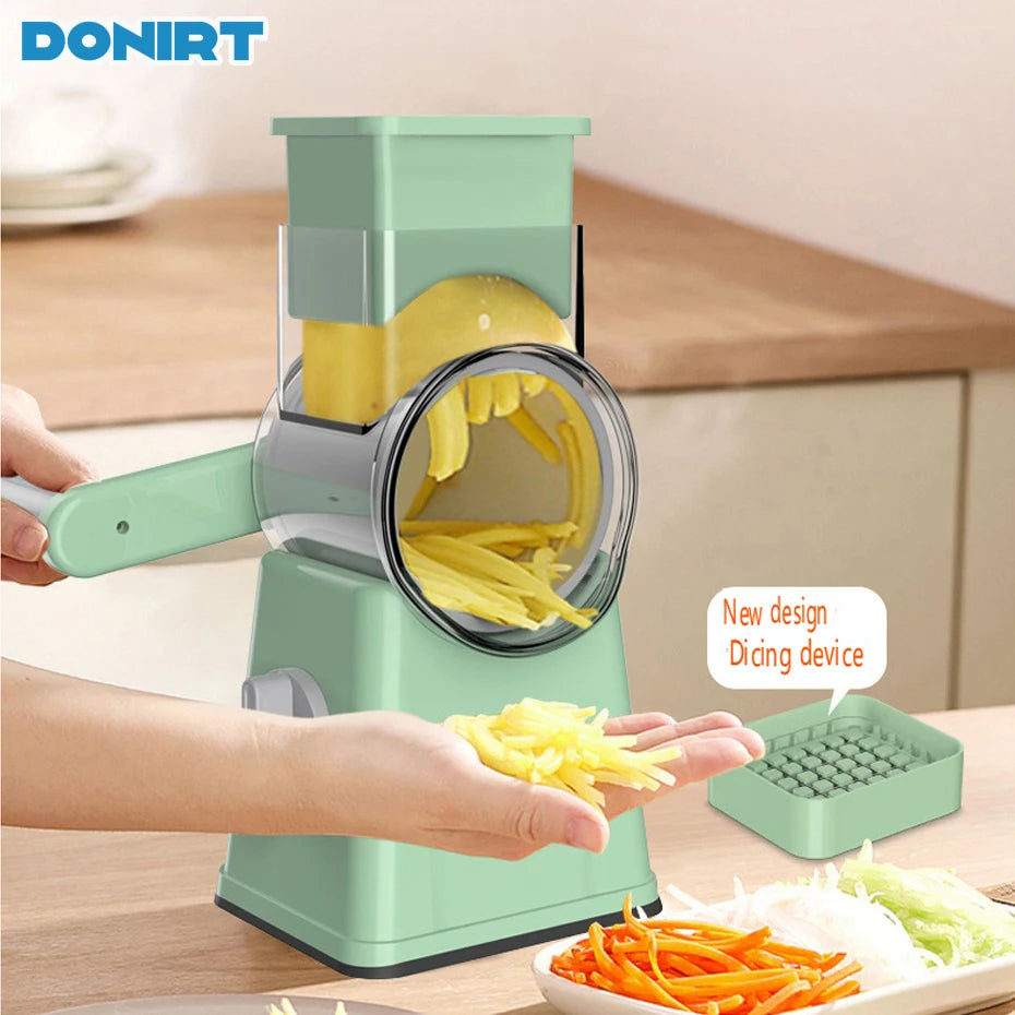 Rotary Vegetable Cutter | 3-in-1 Cheese Grater & Mandolin Slicer