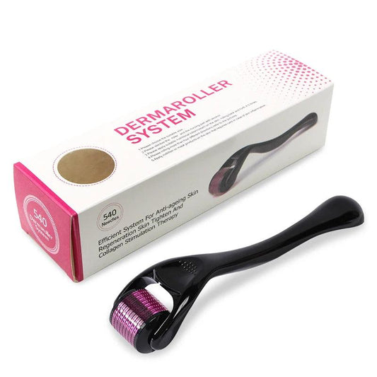 Purple Black Derma Roller 540 – 0.5 mm Dermaroller for Hair Growth, Anti-Aging