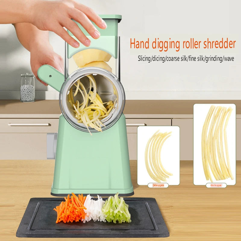 Rotary Vegetable Cutter | 3-in-1 Cheese Grater & Mandolin Slicer