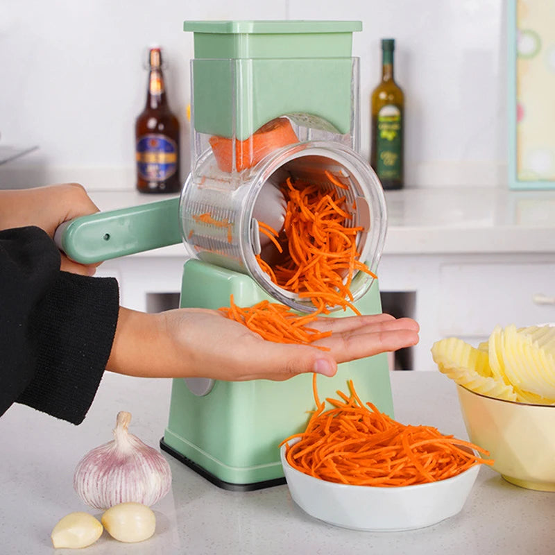 Rotary Vegetable Cutter | 3-in-1 Cheese Grater & Mandolin Slicer