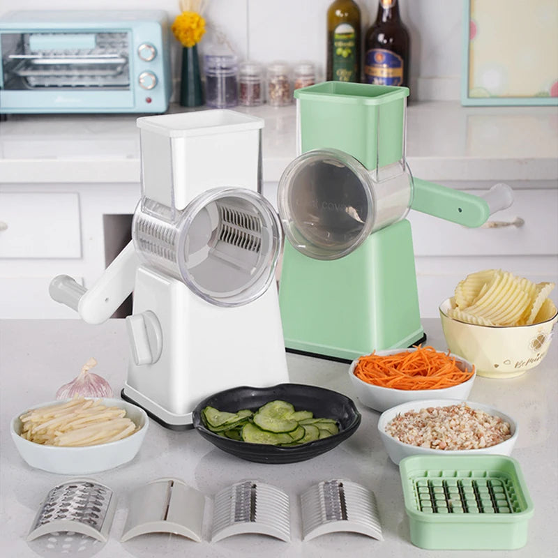 Rotary Vegetable Cutter | 3-in-1 Cheese Grater & Mandolin Slicer